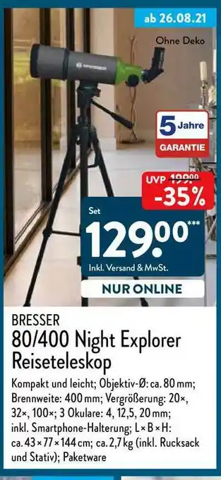 Aldi Nord Bresser 80.400 Night Explorer Reiseteleskop Angebot