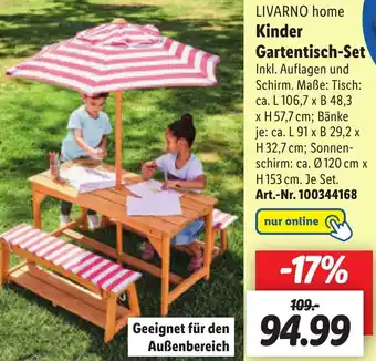 Lidl LIVARNO home Kinder Gartentisch-Set Angebot