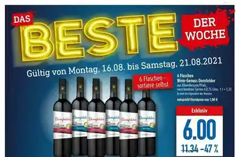 diska 6 Flaschen Wein-genuss Dornfelder Angebot