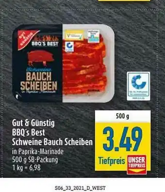 diska Gut & Günstig Bbq's Best Schweine Bauch Scheiben Angebot