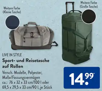 Aldi Süd LIVE IN STYLE Sport- und Reisetasche auf Rollen Angebot