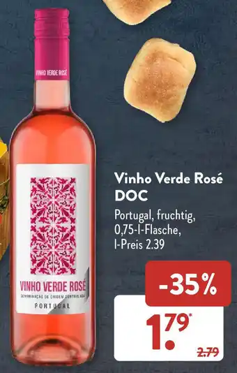 Aldi Süd Vinho Verde Rosé DOC 0,75 L Flasche Angebot