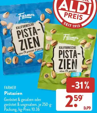 Aldi Süd FARMER Pistazien 250 g Packung Angebot