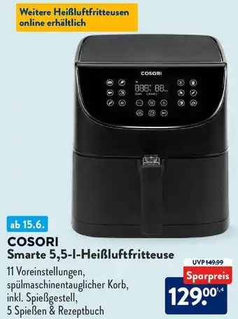 Aldi Süd COSORI Smarte 5,5-L-Heißluftfritteuse Angebot