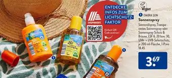 Aldi Süd OMBRA SUN Sonnenspray 200 ml Flasche Angebot