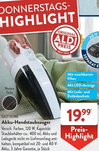 Aldi Süd EASY HOME Akku-Handstaubsauger Angebot