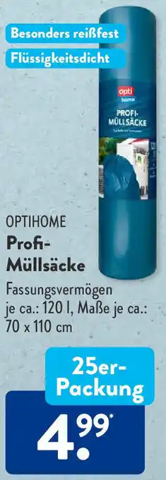 Aldi Süd OPTIHOME Profi-Müllsäcke 25er-Packung Angebot