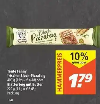 Marktkauf Tante Fanny Frischer Blech-pizzateig Oder Blätterteig Mit Butter Angebot