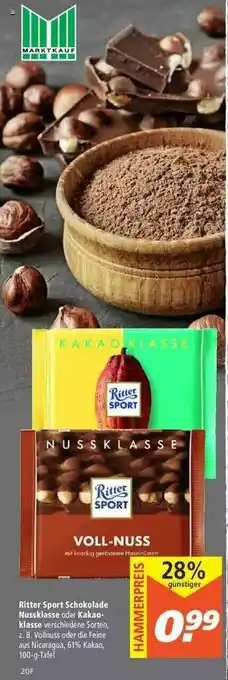 Marktkauf Ritter Sport Schokolade Nussklasse Oder Kakaoklasse Angebot