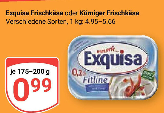 Globus Exquisa Frischkäse oder Körniger Frischkäse je 175-200 g Angebot