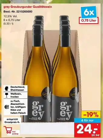 Netto Marken-Discount grey Grauburgunder Qualitätswein 6 x 0,75 Liter Angebot