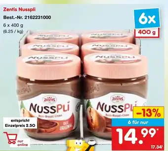 Netto Marken-Discount Zentis Nusspli 6 x 400 g Angebot