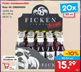 Netto Marken-Discount Ficken Jostabeerenlikör 20x 20 ml Angebot