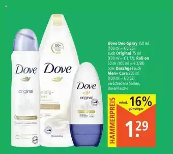 Marktkauf Dove Deo-spray Auch Original Roll On Oder Duschgel Auch Men+ Care Angebot