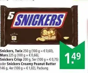 Marktkauf Snickers Twix Mars Snickers Crisp Oder Snickers Creamy Peanut Butter Angebot