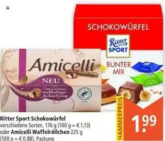 Marktkauf Ritter Sport Schokowürfel Oder Amicelli Waffelröllchen Angebot