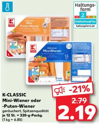 Kaufland K-CLASSIC Mini-Wiener oder Puten-Wiener 320-g-Packg. Angebot