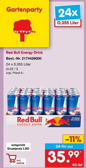Netto Marken-Discount Red Bull Energy Drink 24 x 0,355 Liter Angebot