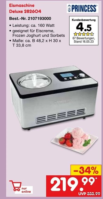 Netto Marken-Discount PRINCESS Eismaschine Deluxe 282604 Angebot