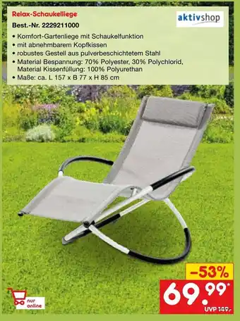 Netto Marken-Discount aktivshop Relax-Schaukelliege Angebot