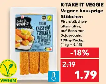 Kaufland K-TAKE IT VEGGIE Vegane knusprige Stäbchen 190 g Packg. Angebot