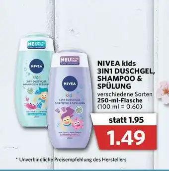 Combi Nivea Kids 3in1 Duschgel Shampoo & Spülung Angebot