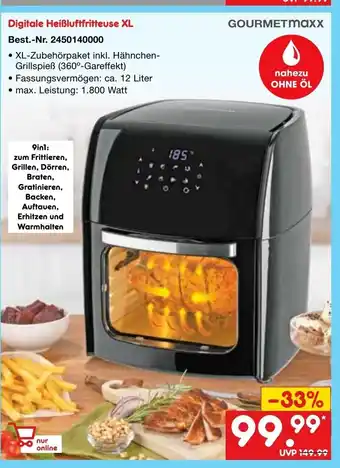 Netto Marken-Discount GOURMETmaxx Digitale Heißluftfritteuse XL Angebot