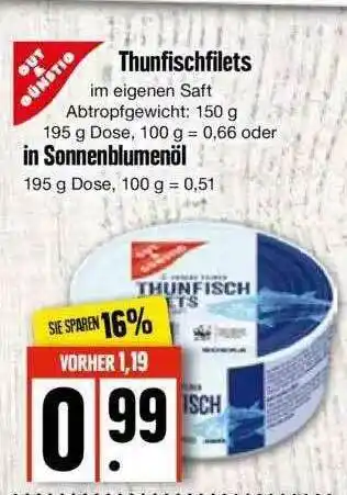 Edeka Thunfischfilets In Sonnenblumenöl Angebot