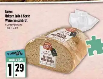 Edeka Lieken Urkorn Laib & Seele Weizenmischbrot Angebot