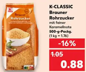 Kaufland K-CLASSIC Brauner Rohrzucker 500-g-Packg. Angebot