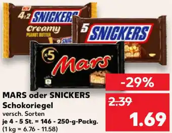 Kaufland MARS oder SNICKERS Schokoriegel 146-250 g Packg. Angebot