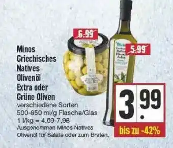 Edeka Minos Griechisches Natives Olivenöl Extra Oder Grüne Oliven Angebot