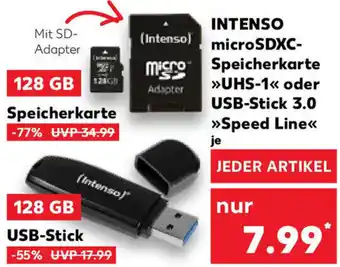 Kaufland INTENSO microSDXC-Speicherkarte >>UHS-1<< oder USB-Stick 3.0 >>Speed Line<< Angebot