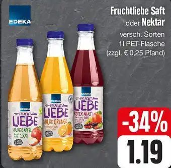 Edeka EDEKA Fruchtliebe Saft oder Nektar 1 L PET Flasche Angebot
