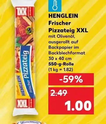 Kaufland HENGLEIN Frischer Pizzateig XXL mit Olivenöl, ausgerollt auf  Backpapier im Backblechformat Angebot