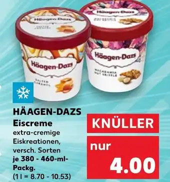 Kaufland HÄAGEN-DAZS Eiscreme extra-cremige Eiskreationen, versch. Sorten je 380-460-ml-Packg. (11= 8.70 10.53) Angebot