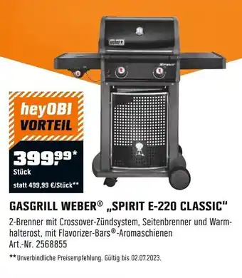 OBI WEBER® GASGRILL ,,SPIRIT E-220 CLASSIC" Angebot