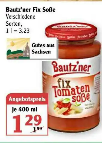 Globus Bautz'ner Fix Soße Angebot