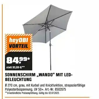 OBI SONNENSCHIRM ,,WANDO" MIT LED-BELEUCHTUNG Angebot