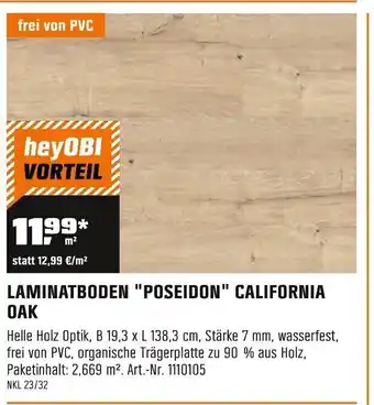 OBI LAMINATBODEN "POSEIDON" CALIFORNIA OAK Angebot