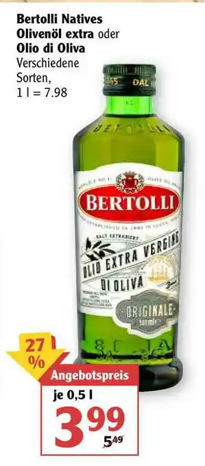 Globus Bertolli Natives Olivenöl Extra Oder Ollio Di Oliva Angebot