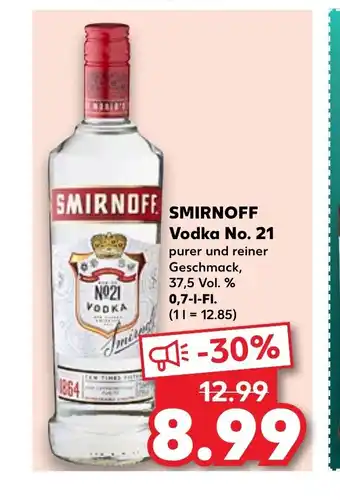 Kaufland SMIRNOFF Vodka No. 21 purer und reiner Geschmack, 37,5 Vol. % 0,7-1-FI. (11 = 12.85) Angebot