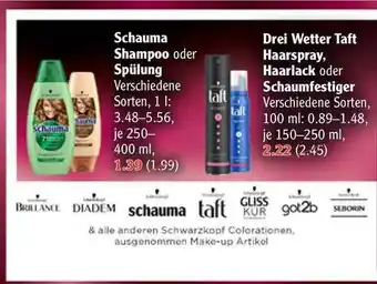 Globus Schauma Shampoo Oder Spülung Drei Wetter Taft Haarspray Haarlack Oder Schaumfestiger Angebot