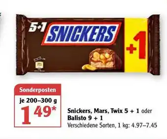 Globus Snickers Mars Twix 5 +1 Oder Balisto 9 + 1 Angebot