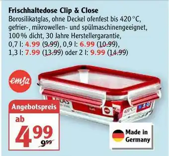 Globus Frischhaltedose Clip & Close Emsa Angebot