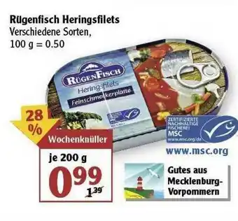 Globus Rügenfisch Heringsfilets Angebot