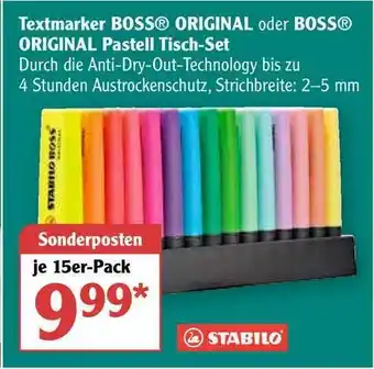 Globus Textmarker Boss Original Oder Boss Original Pastell Tisch-set Stabilo Angebot