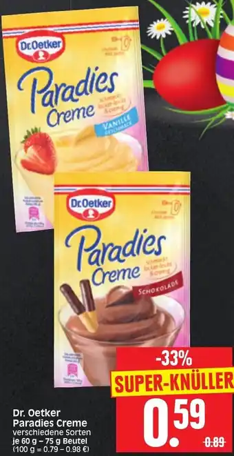 Edeka Herkules Dr. Oetker Paradies Creme 60-75g Beutel Angebot