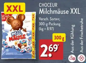 Aldi Nord CHOCEUR Milchmäuse XXL 300 g Packung Angebot