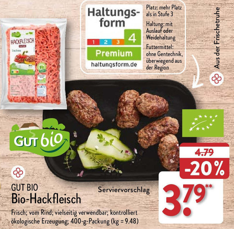Aldi Nord GUT BIO Bio-Hackfleisch 400 g Packung Angebot